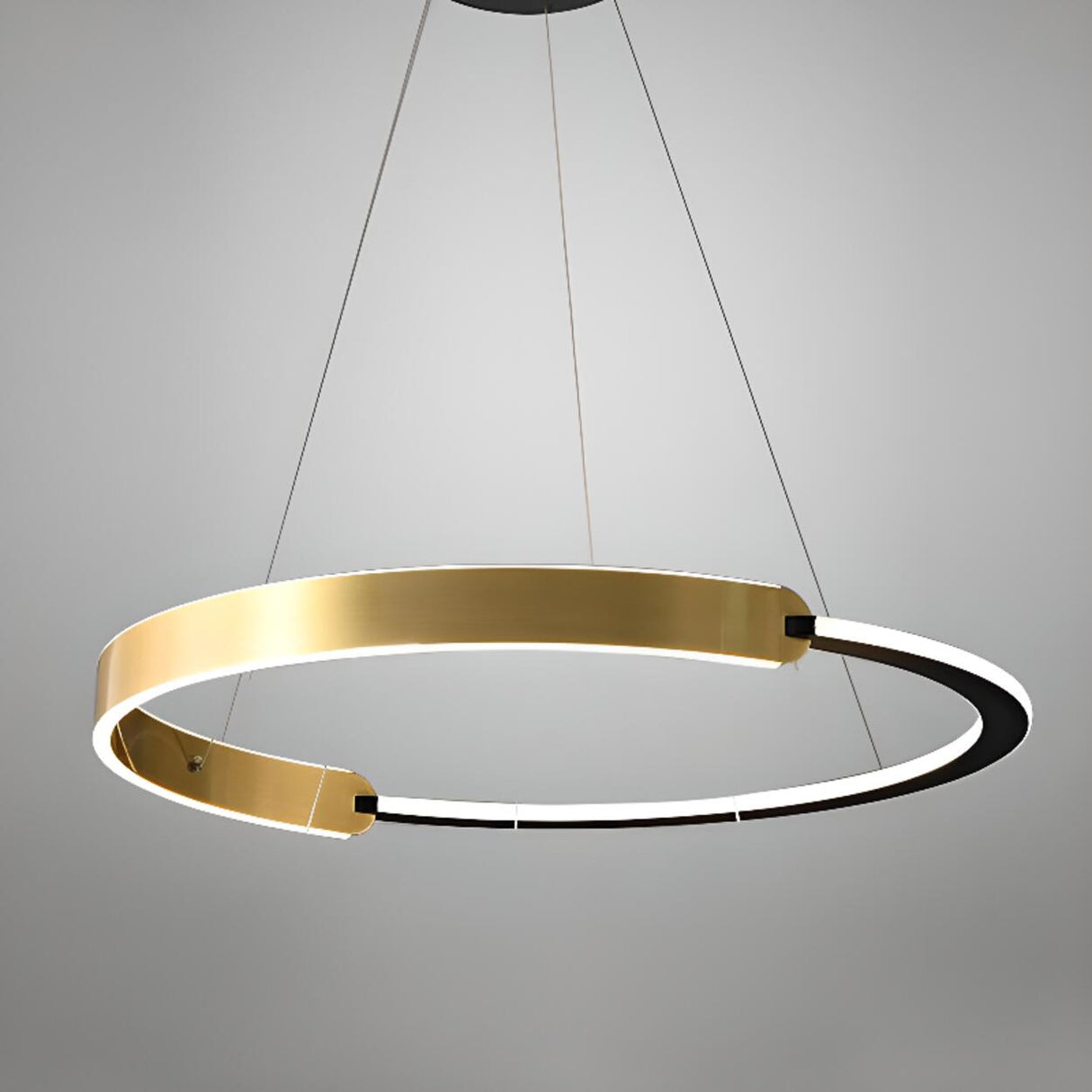 Modern Gold LED Ring Chandelier Adjustable Height Image - 9