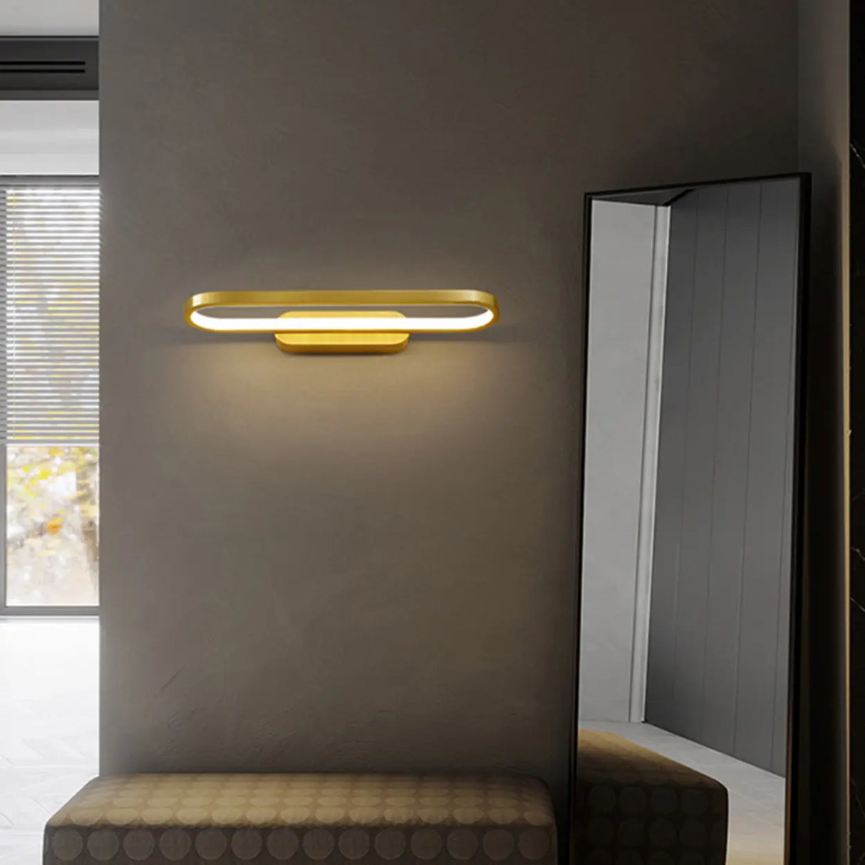 Modern Gold Oval LED Vanity Wall Light Fixtures Image - 1