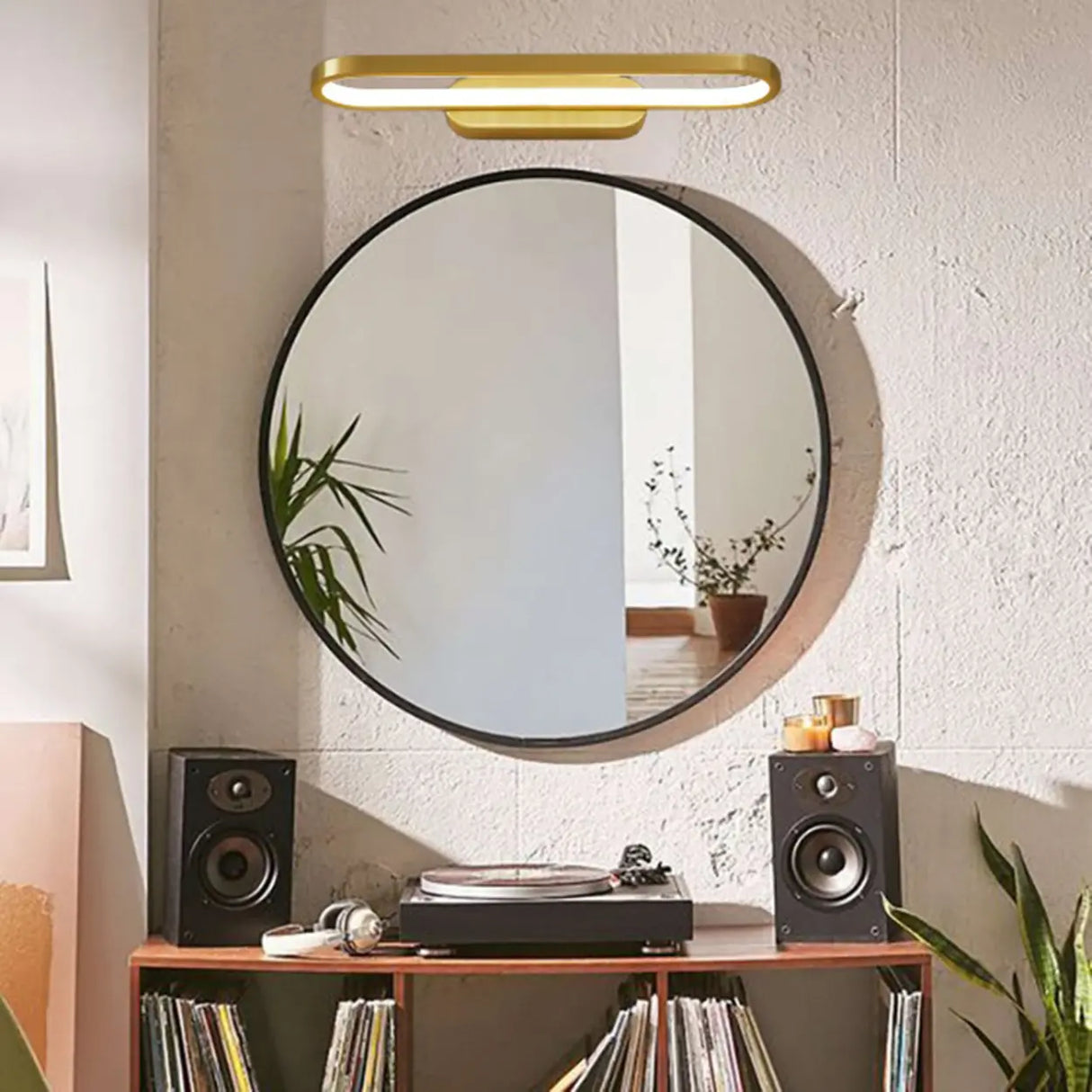 Modern Gold Oval LED Vanity Wall Light Fixtures Image - 12