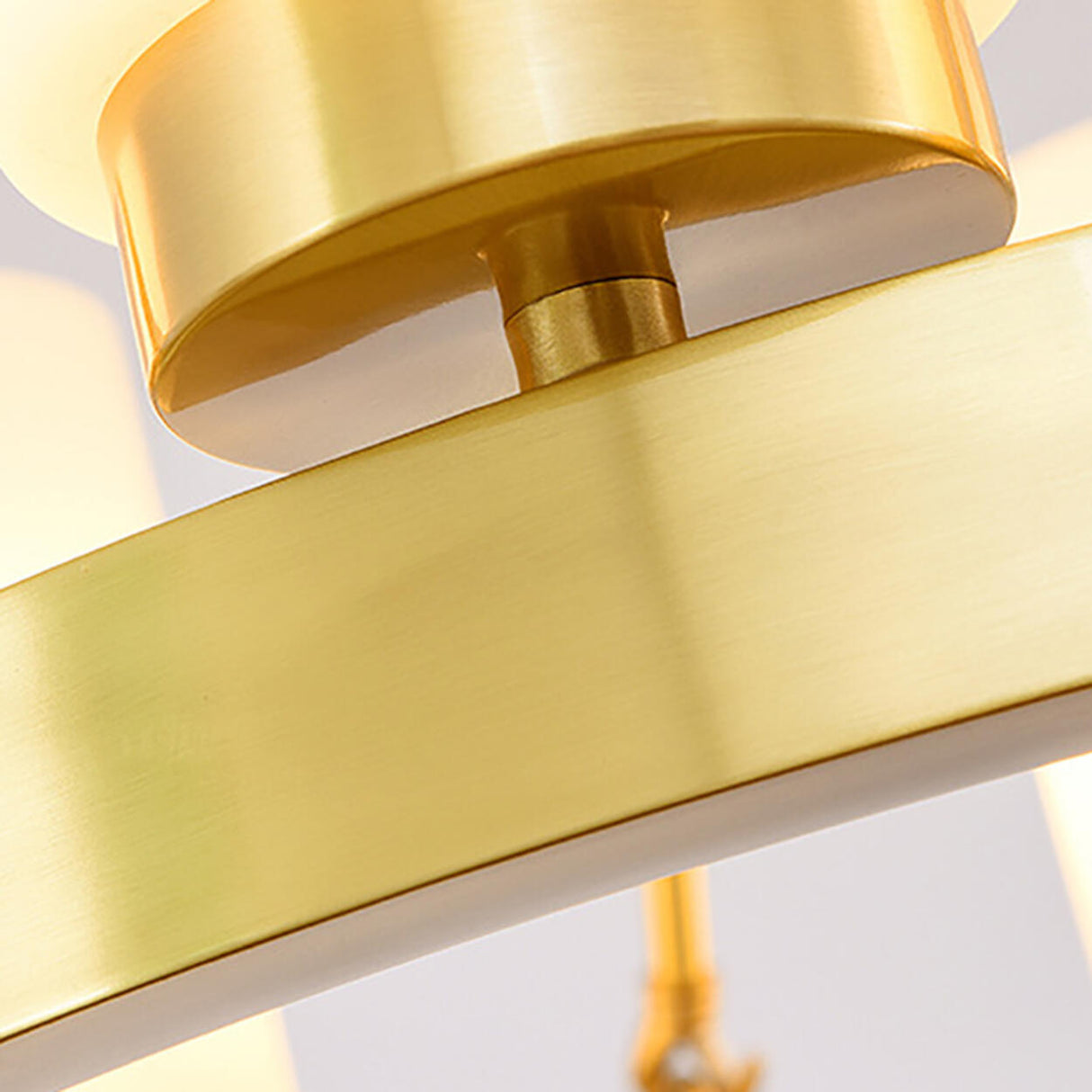 Modern Gold Ring Frosted Glass Cylinder Chandelier Image - 15