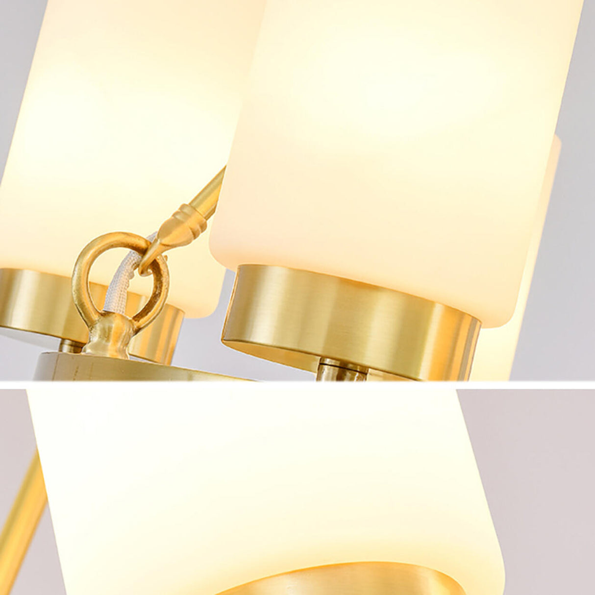 Modern Gold Ring Frosted Glass Cylinder Chandelier Image - 17