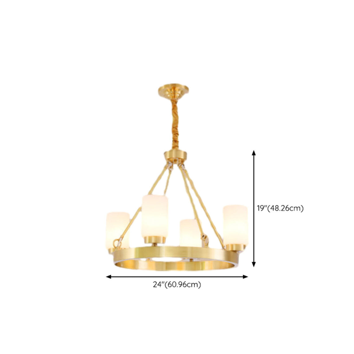 Modern Gold Ring Frosted Glass Cylinder Chandelier