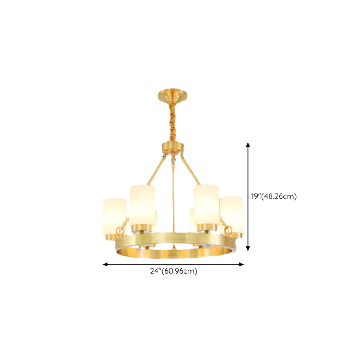 Modern Gold Ring Frosted Glass Cylinder Chandelier Image - 24