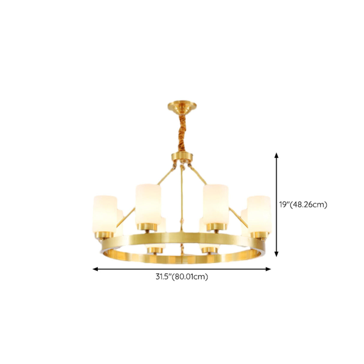 Modern Gold Ring Frosted Glass Cylinder Chandelier Image - 25