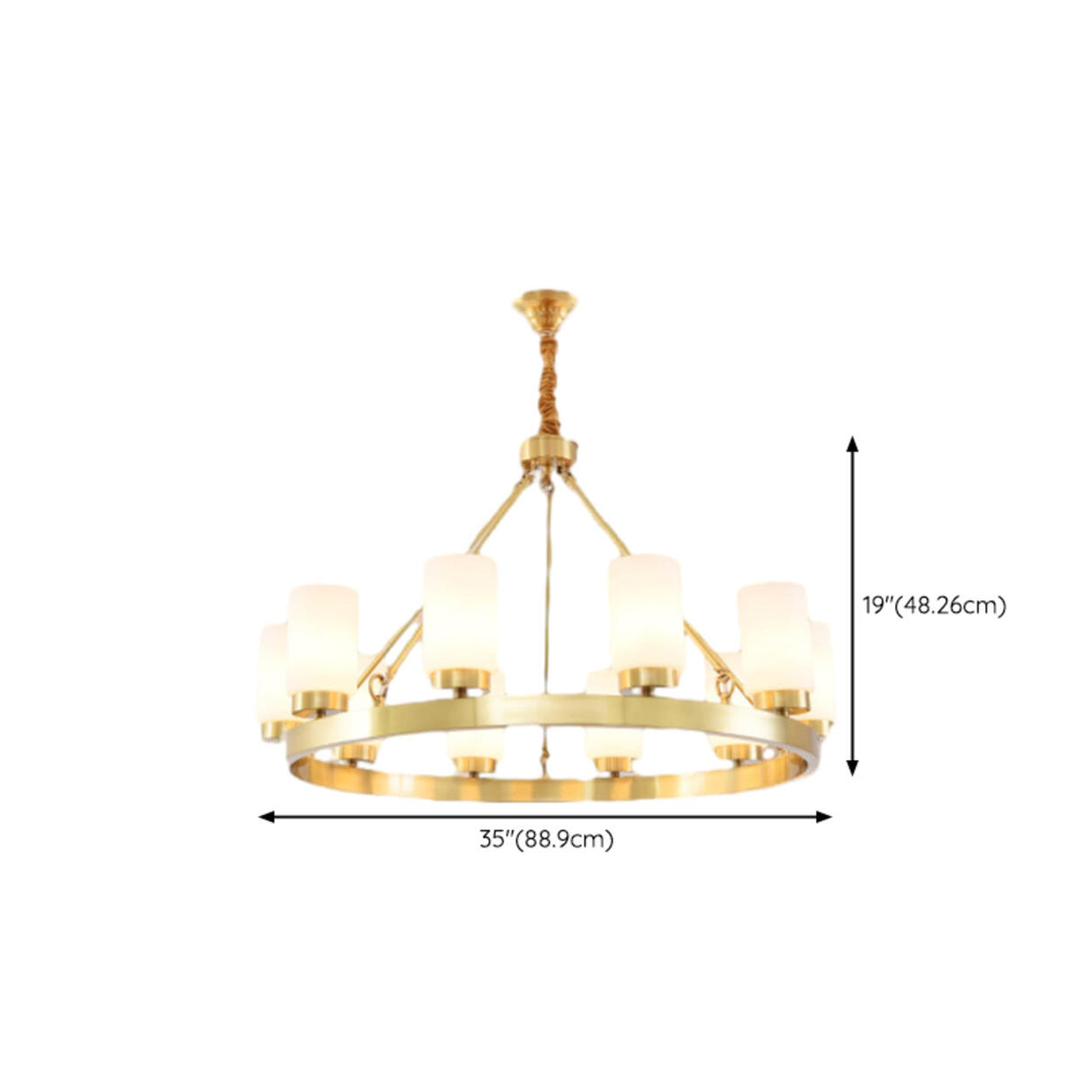 Modern Gold Ring Frosted Glass Cylinder Chandelier Image - 26