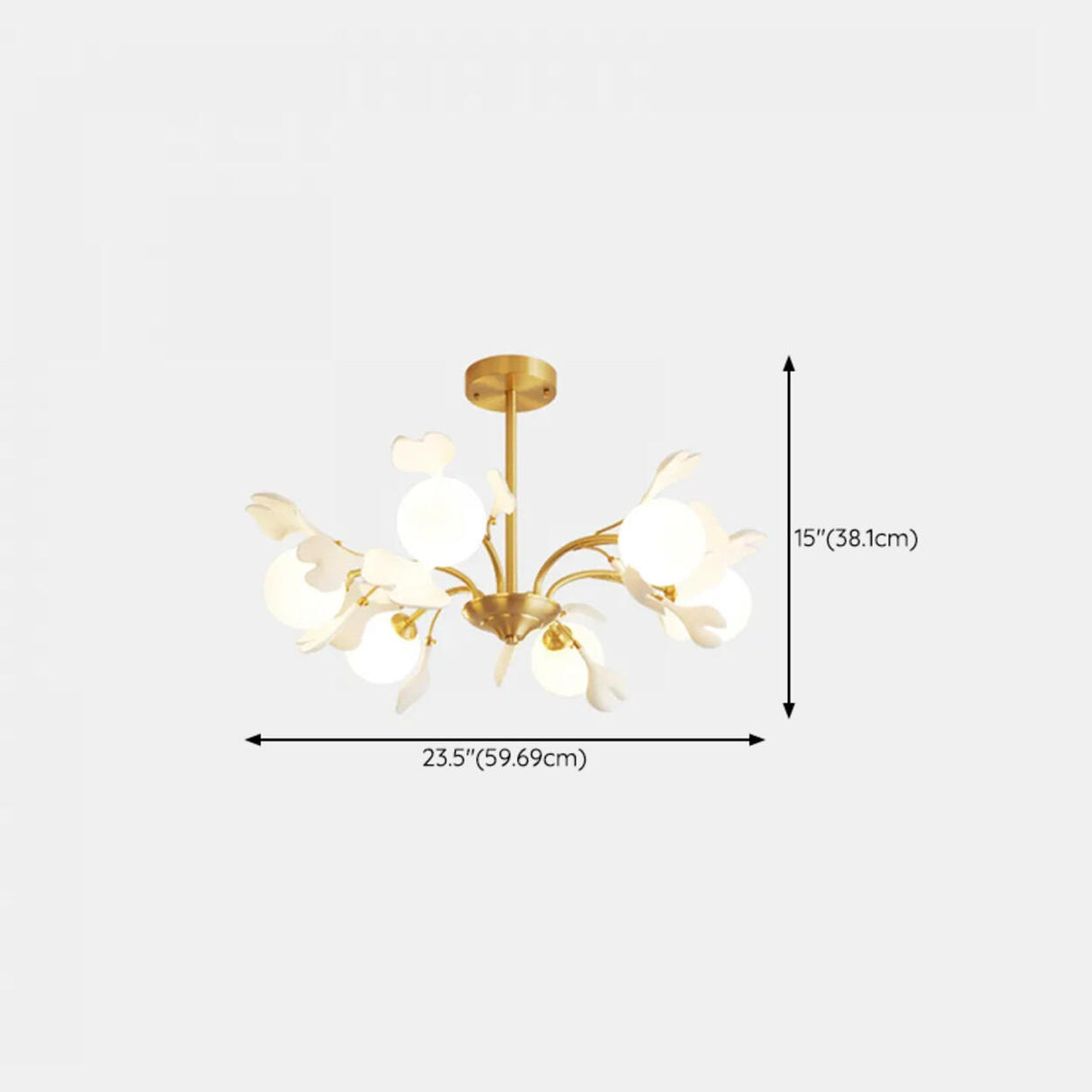 Modern Gold Rod White Floral Glass Ball Chandelier