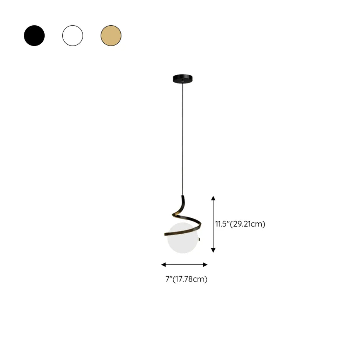 Modern Gold Spiral White Glass Globe Bedroom Pendant Light