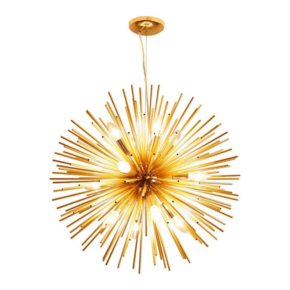 Modern Gold Sputnik Adjustable Height Chandelier Image - 5