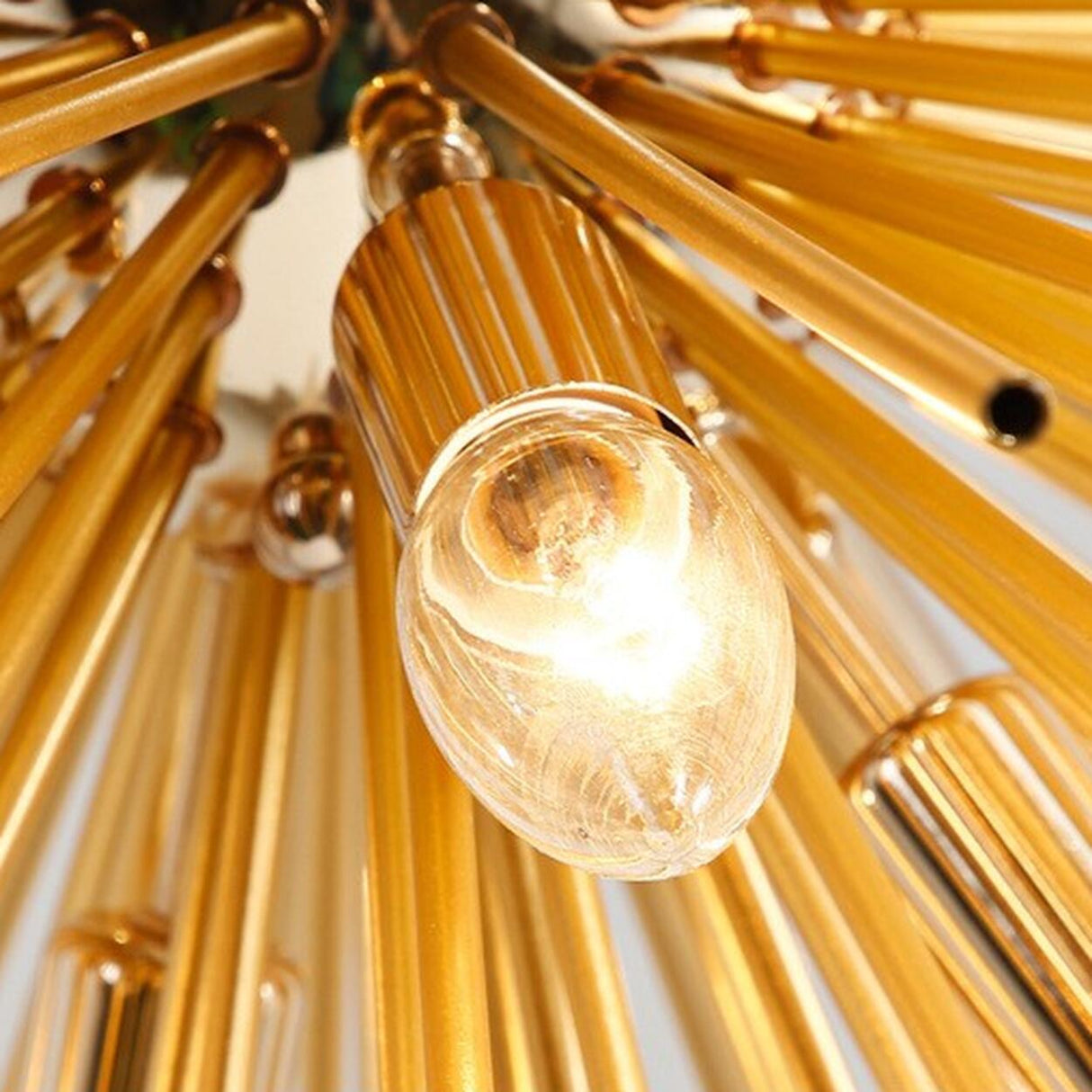Modern Gold Sputnik Adjustable Height Chandelier Image - 9