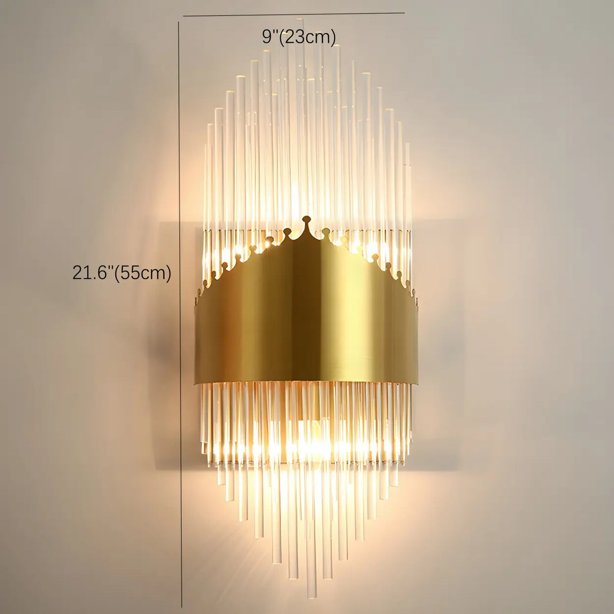 Modern Gold Tiered Crystal Bedside LED Wall Sconce Image - 11