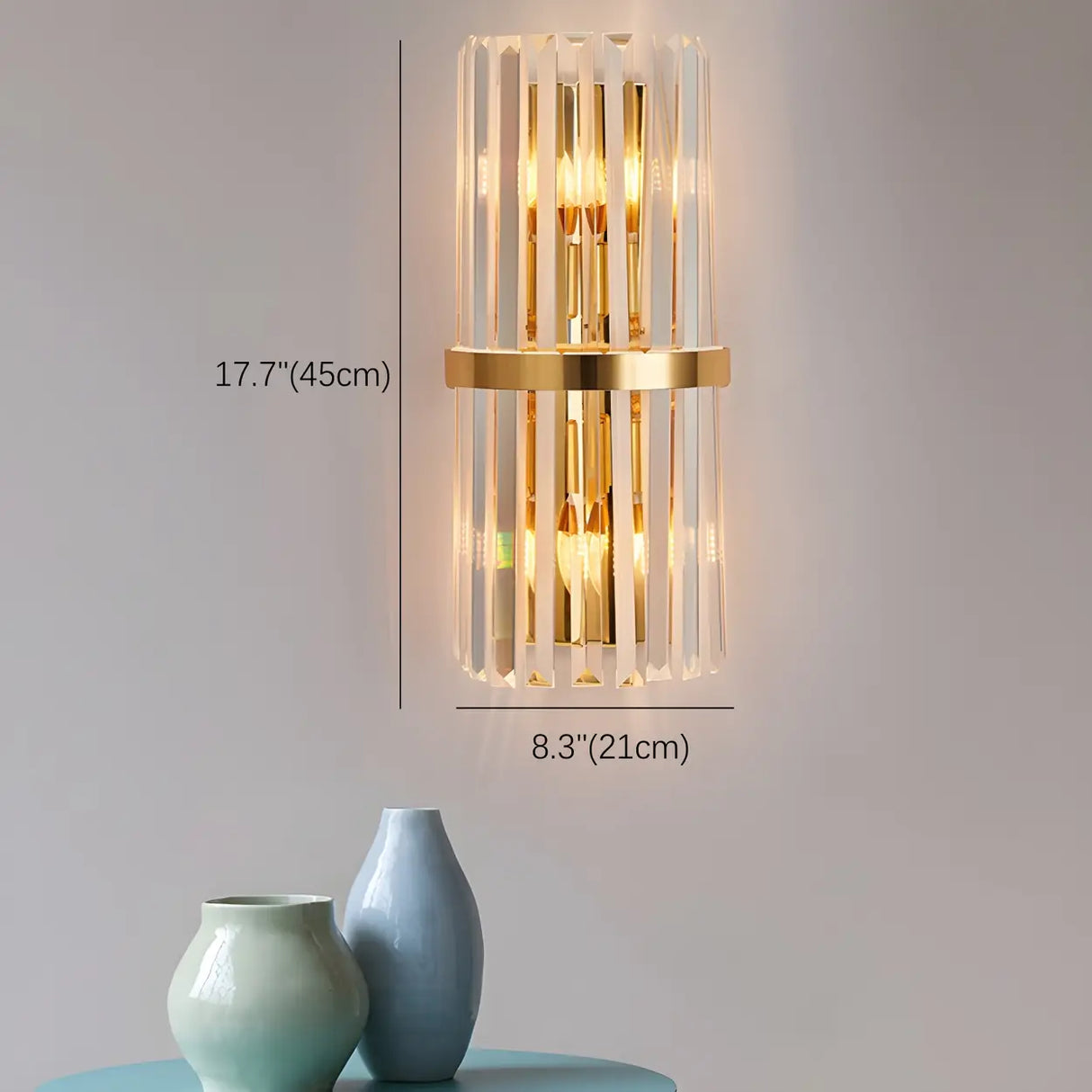 Modern Gold Tiered Crystal Bedside LED Wall Sconce Image - 5