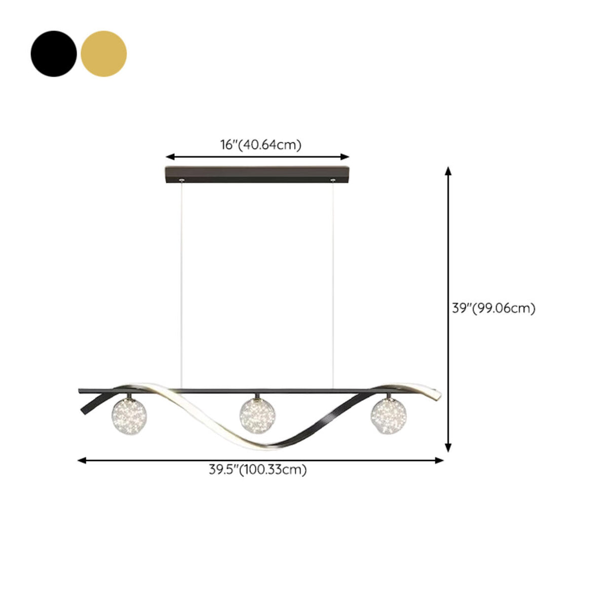 Modern Gold Wave Glass Globe Island Pendant Light