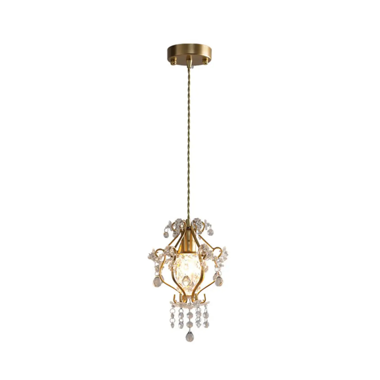 Modern Golden Elegance Crystal Geometric Pendant Light Image - 7