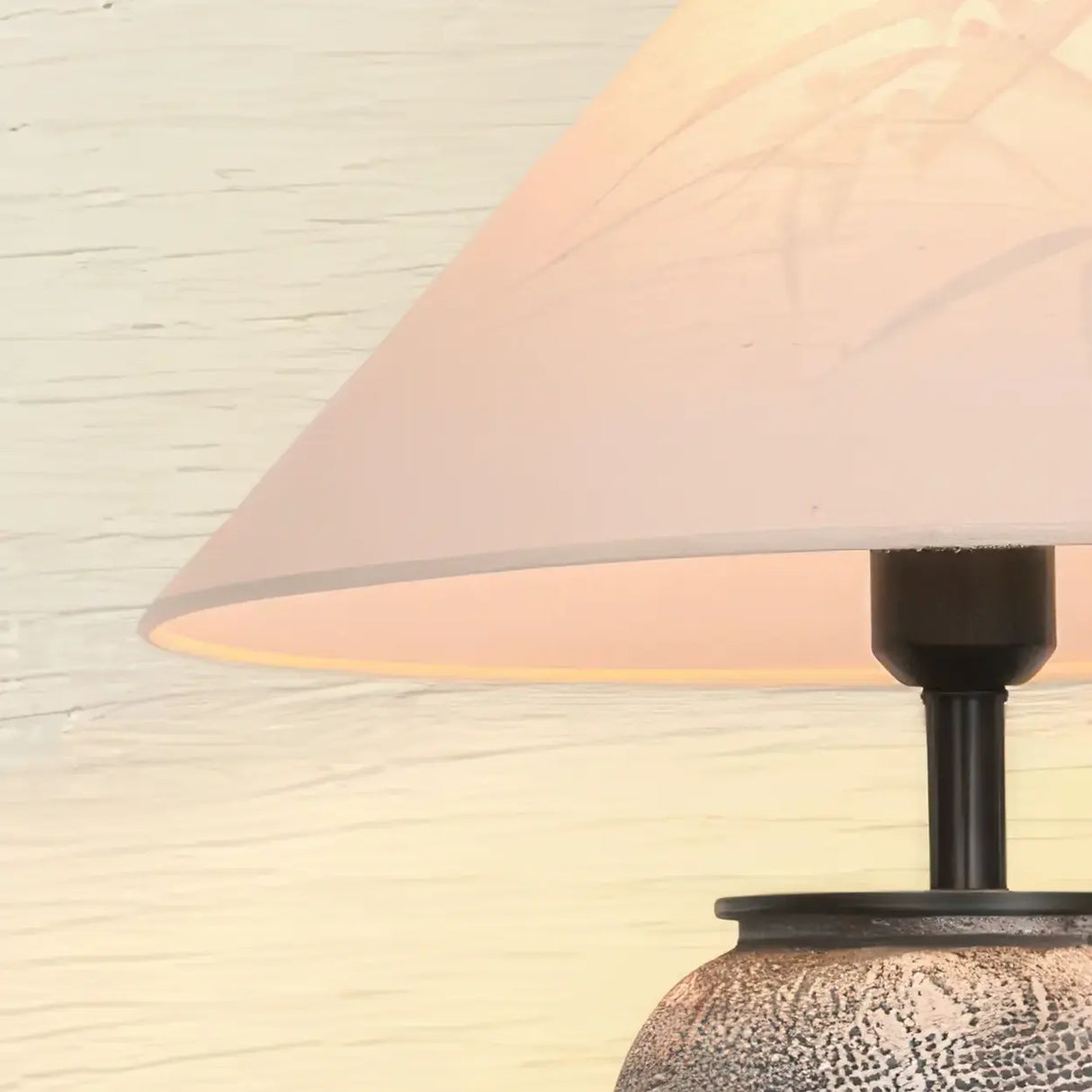 Modern Gray Ceramic Table Lamp with Cone Fabric Shade Image - 5