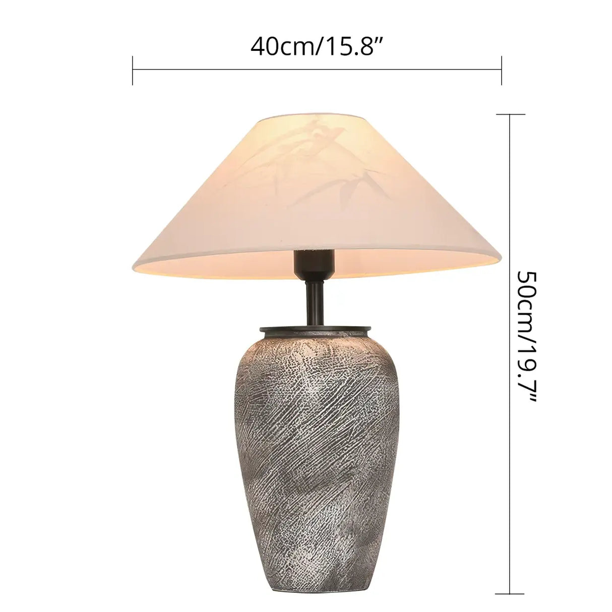 Modern Gray Ceramic Table Lamp with Cone Fabric Shade