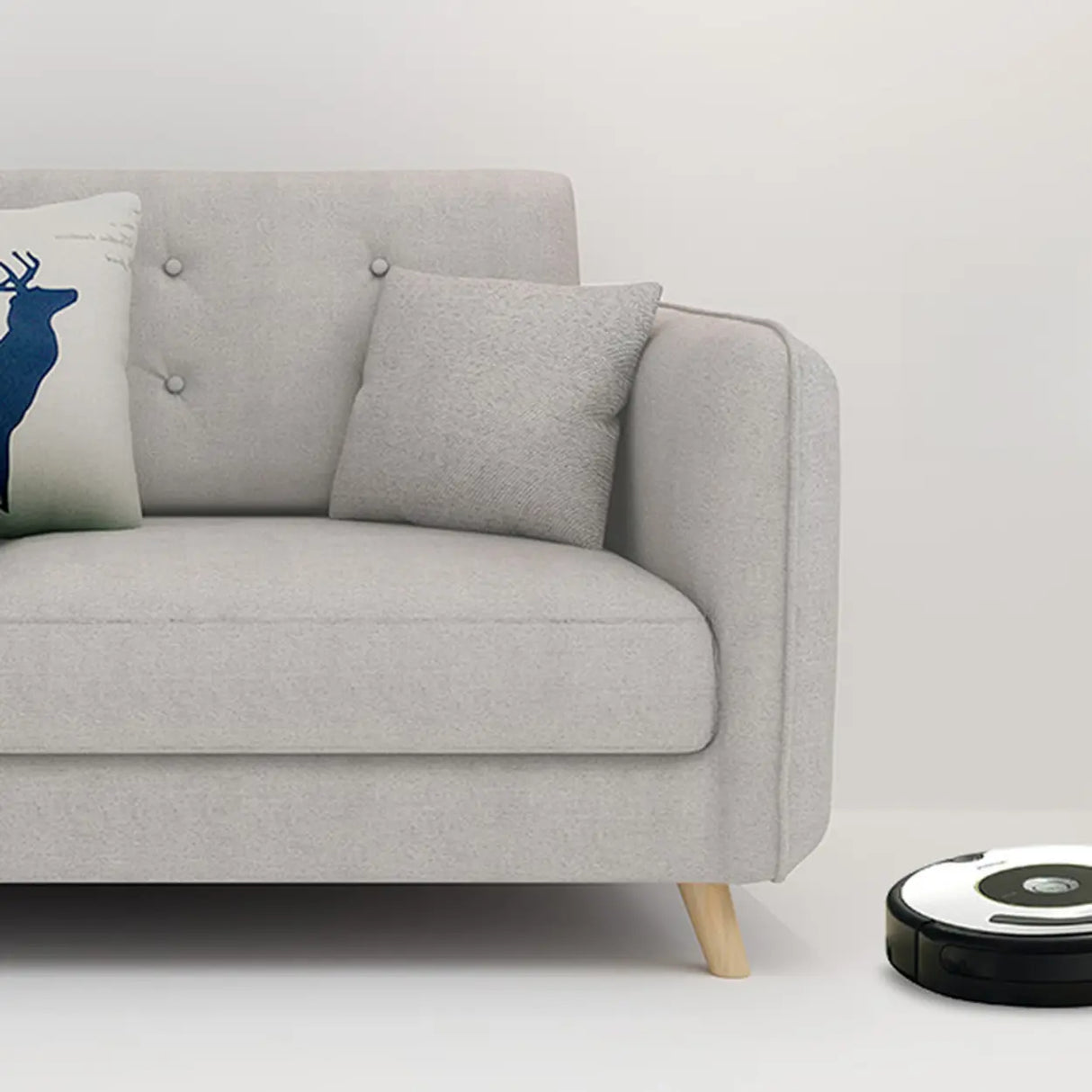 Modern Gray Cotton Linen Square Arm Tufted Back Sofa Image - 7