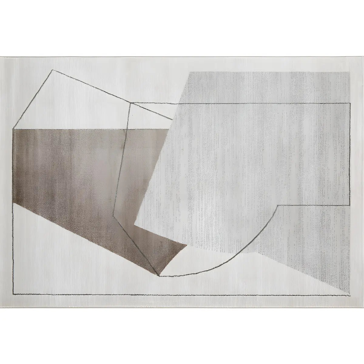 Modern Gray Rectangle Geometric Polyester Area Rug Image - 5