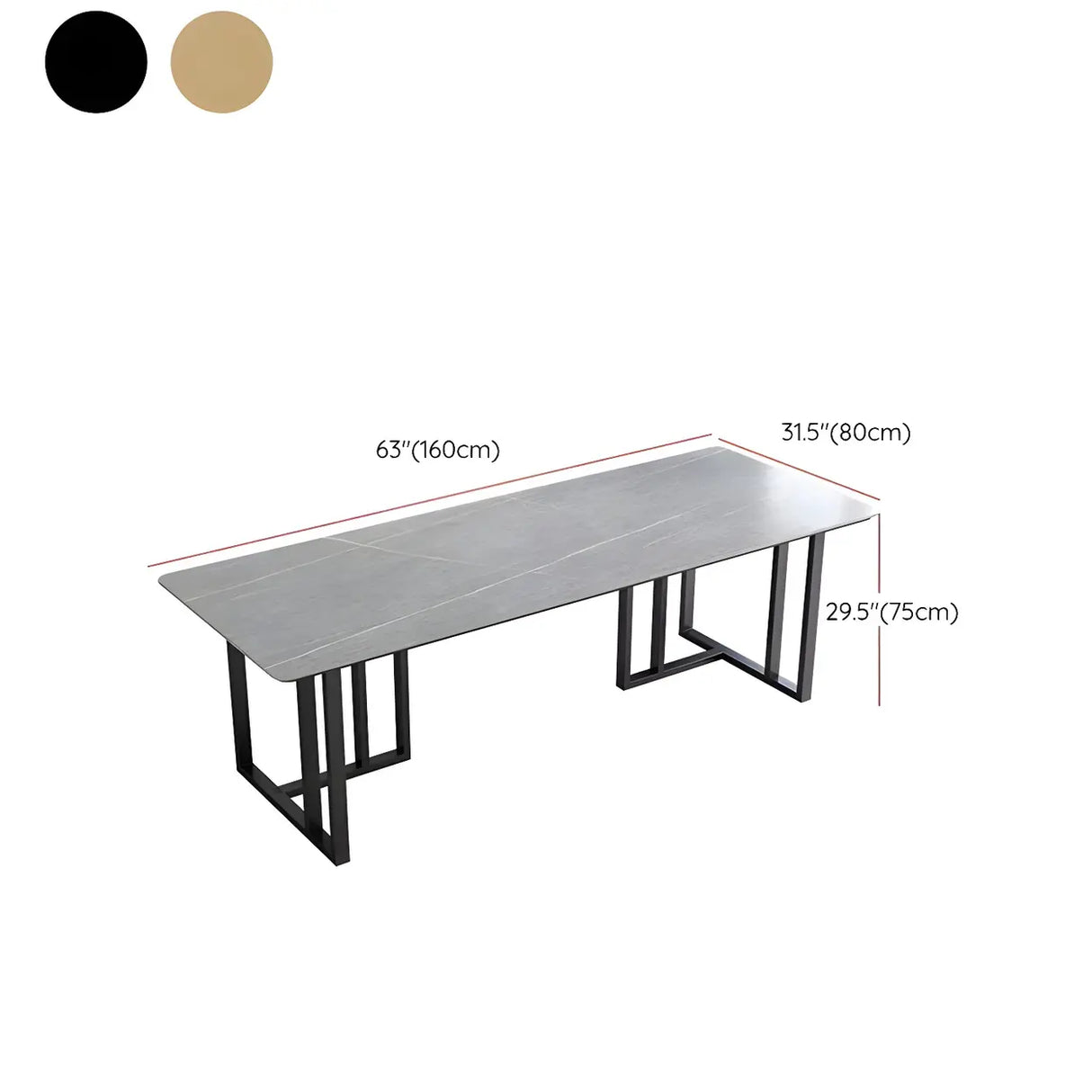 Modern Gray Stone Rectangle Sled 8 People Writing Desk Image - 12