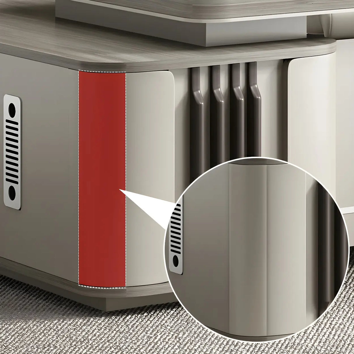 Modern Gray Wood Sled L-Shape Office Executive Desk Image - 6