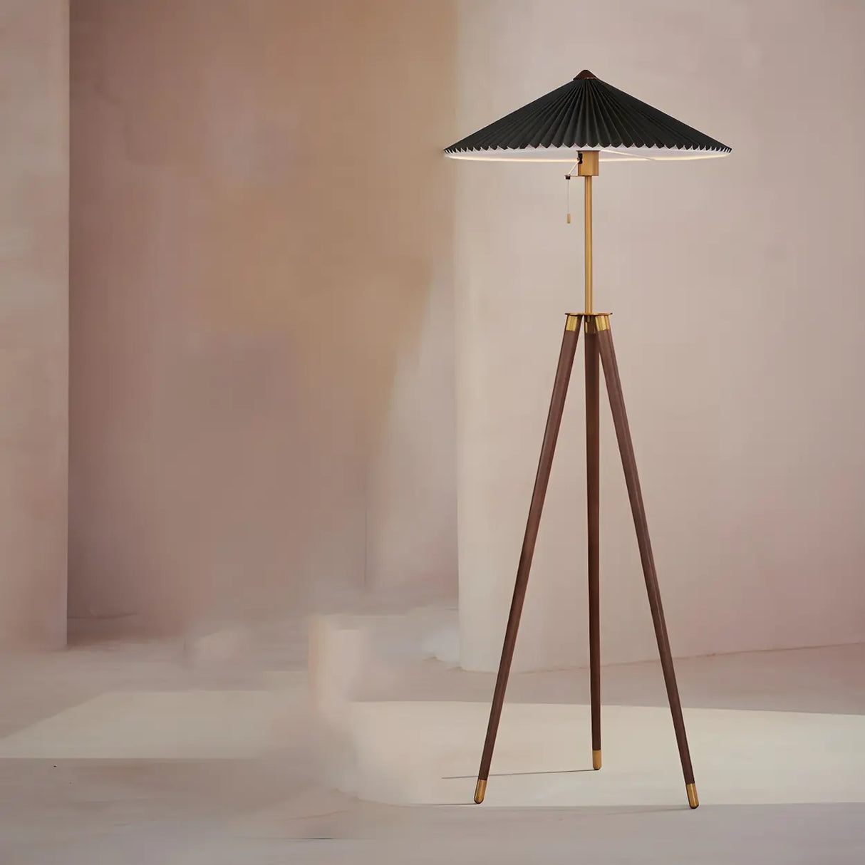 Modern Green Cone and Tripod Metal LED Floor Lamp Image - 10