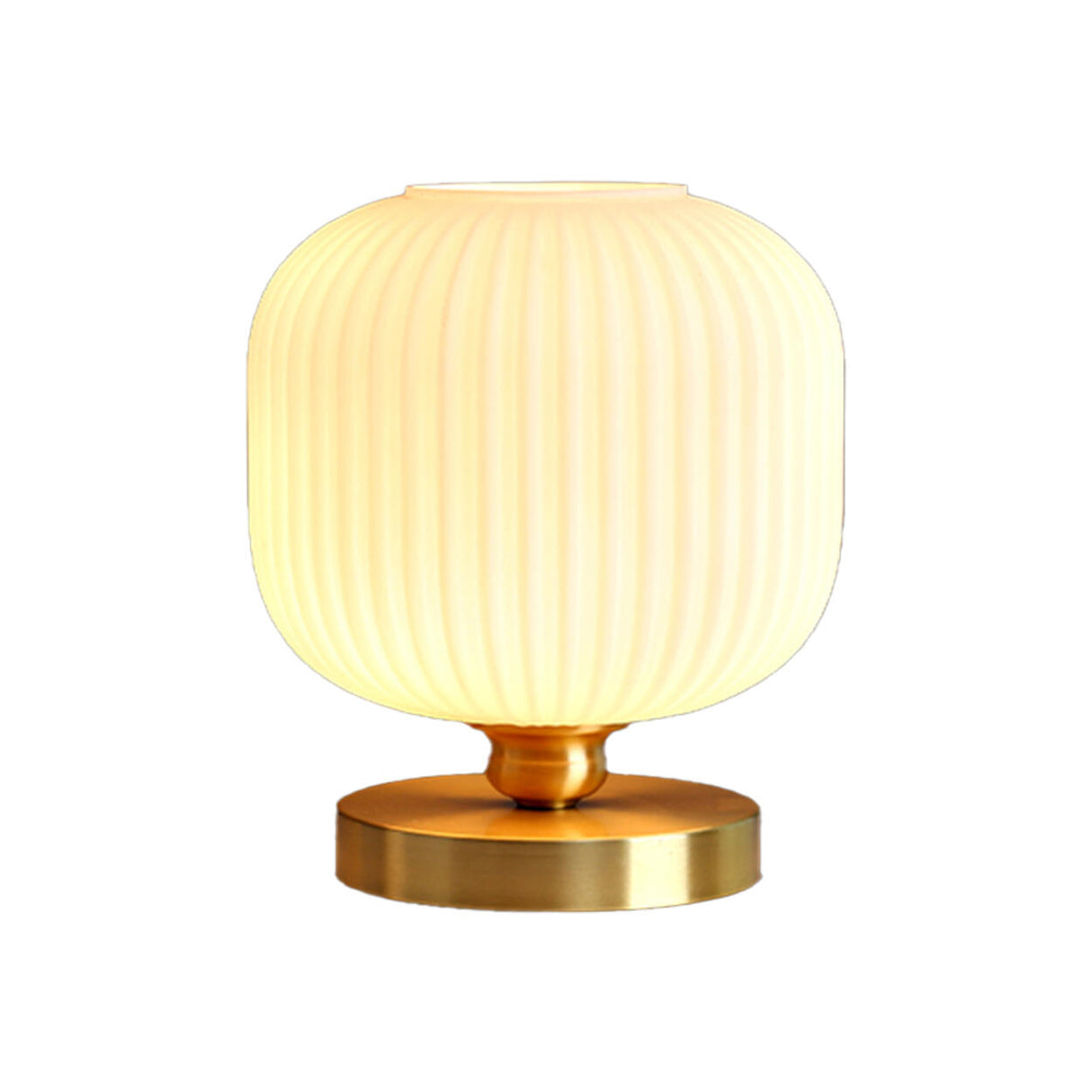 Modern Green Glass Geometric Ball Metal Table Lamp Image - 5