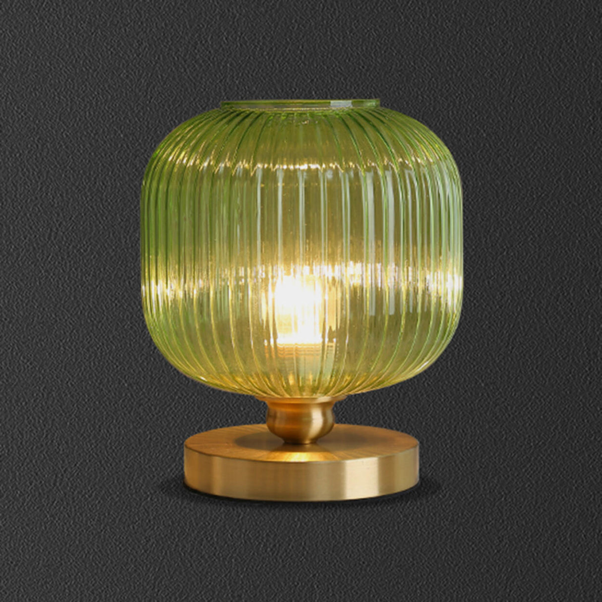 Modern Green Glass Geometric Ball Metal Table Lamp Image - 7