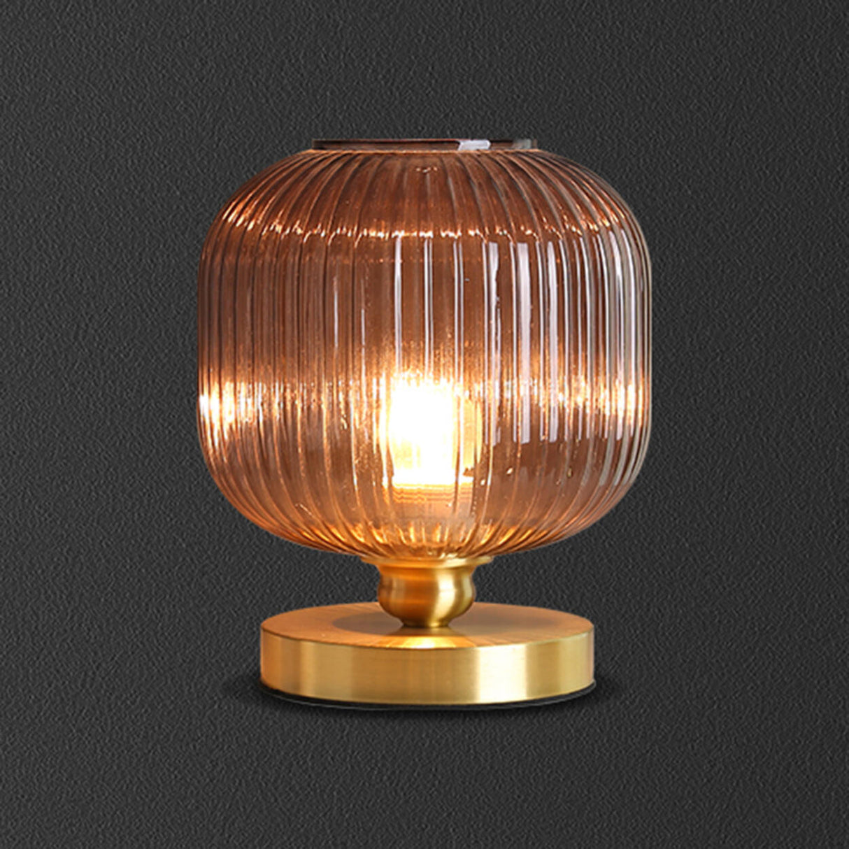 Modern Green Glass Geometric Ball Metal Table Lamp Image - 8