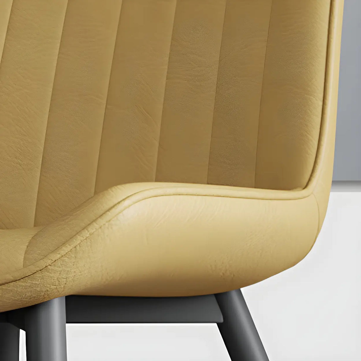 Modern Green Upholstered Leather Dining Chair with Metal Legs Image - 17