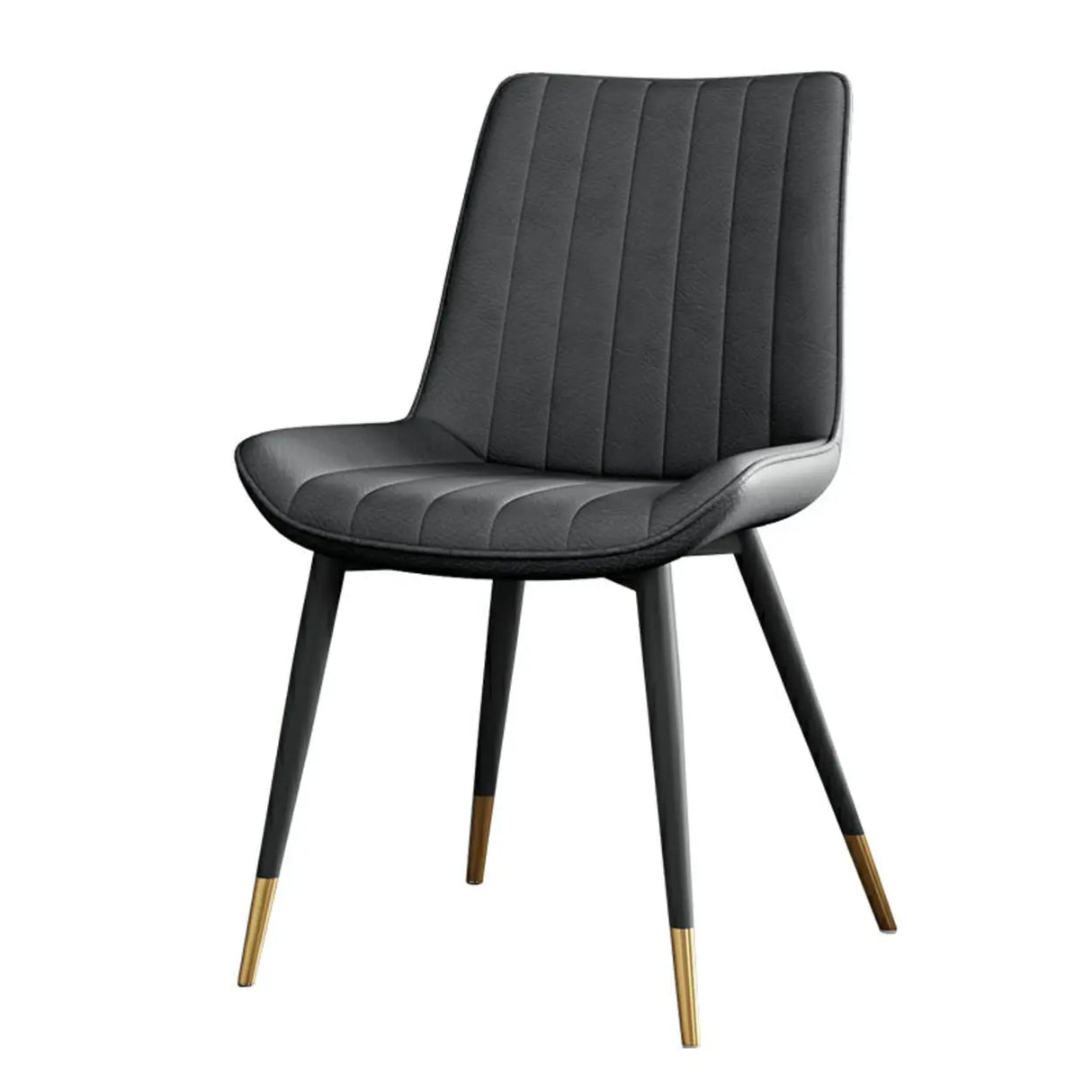 Modern Green Upholstered Leather Dining Chair with Metal Legs Image - 21