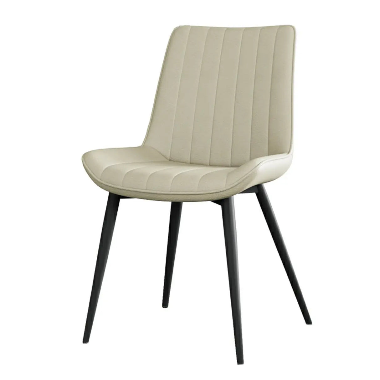 Modern Green Upholstered Leather Dining Chair with Metal Legs Image - 23