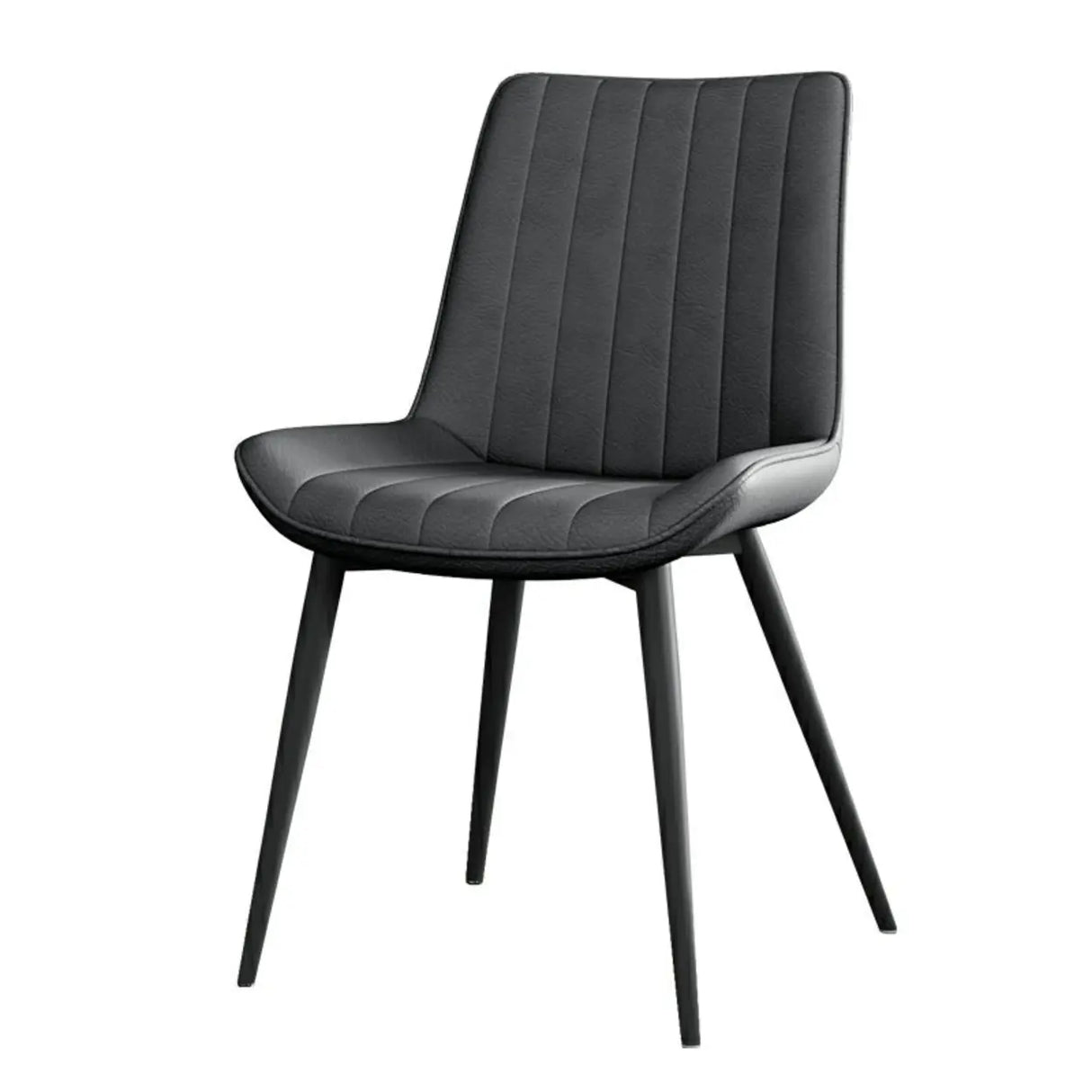 Modern Green Upholstered Leather Dining Chair with Metal Legs Image - 26