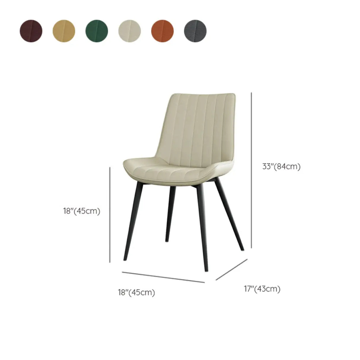Modern Green Upholstered Leather Dining Chair with Metal Legs