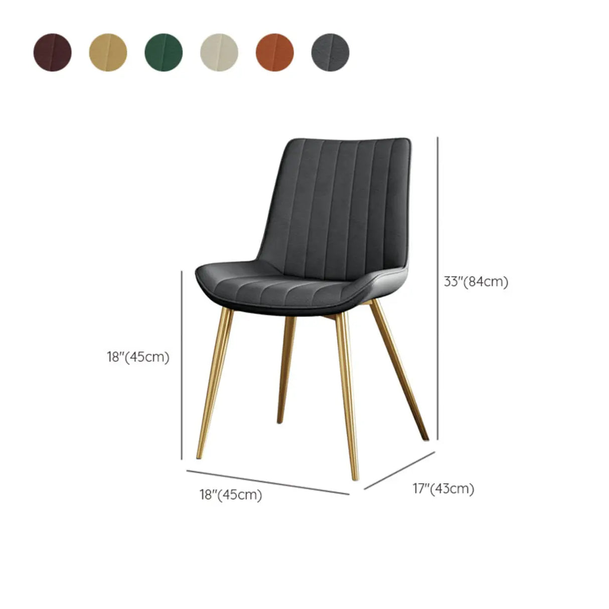Modern Green Upholstered Leather Dining Chair with Metal Legs Image - 30