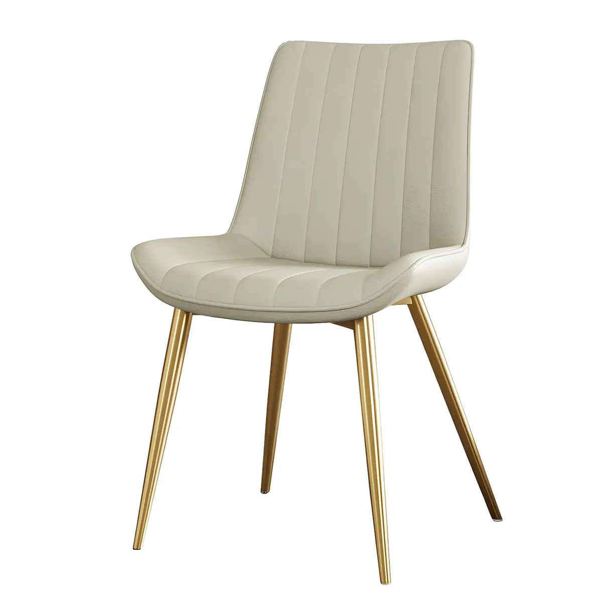 Modern Green Upholstered Leather Dining Chair with Metal Legs Image - 7