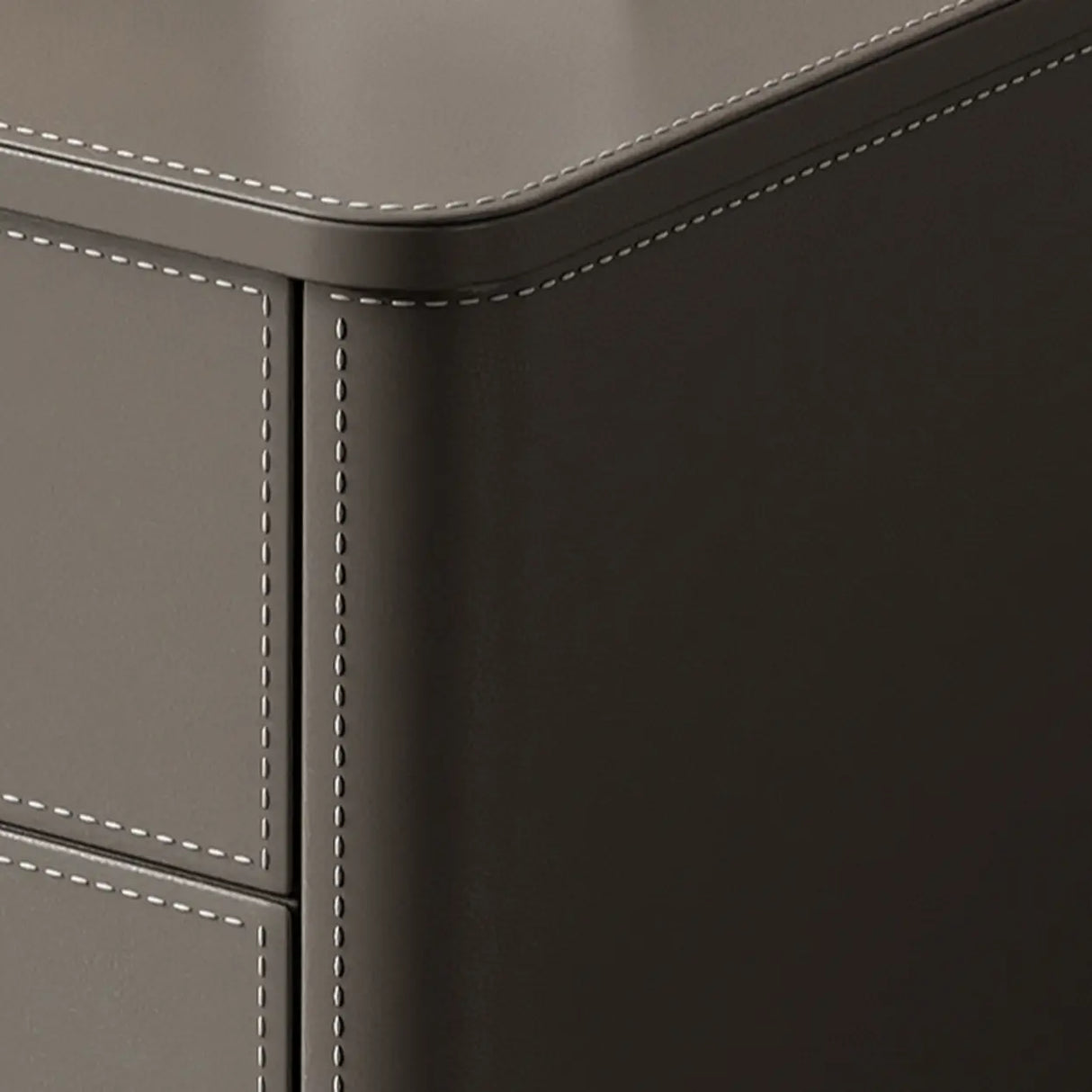 Modern Grey Narrow Wood Nightstand with 2 Drawers Image - 8