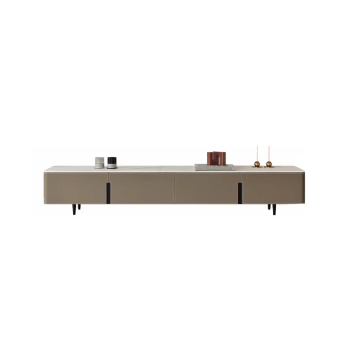 Modern Grey Stone Drawers Long TV Stand with Legs Image - 5