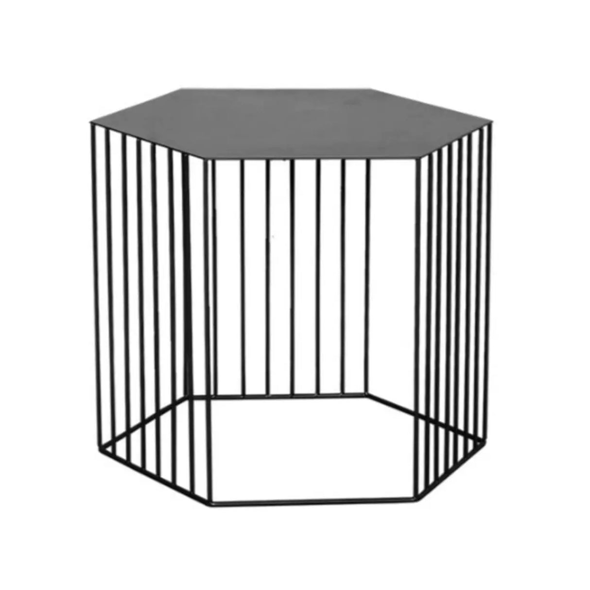 Modern Hexagonal Metal Black Plant Stand with Shelves Image - 2