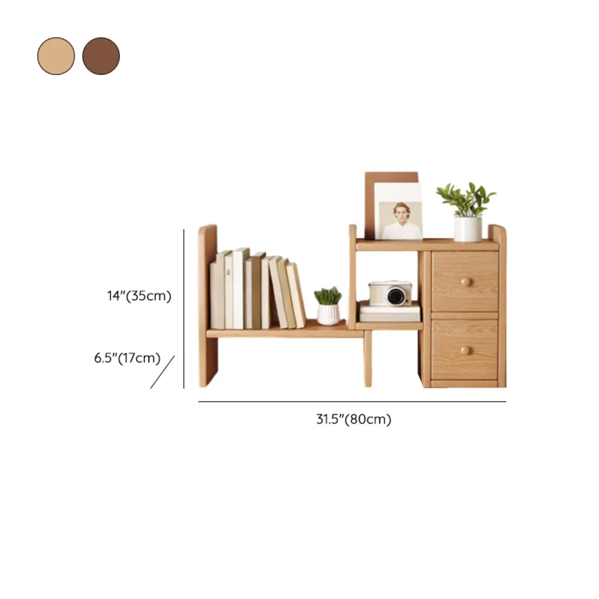 Modern Horizontal Open Back Wooden Desktop Bookshelf Image - 17