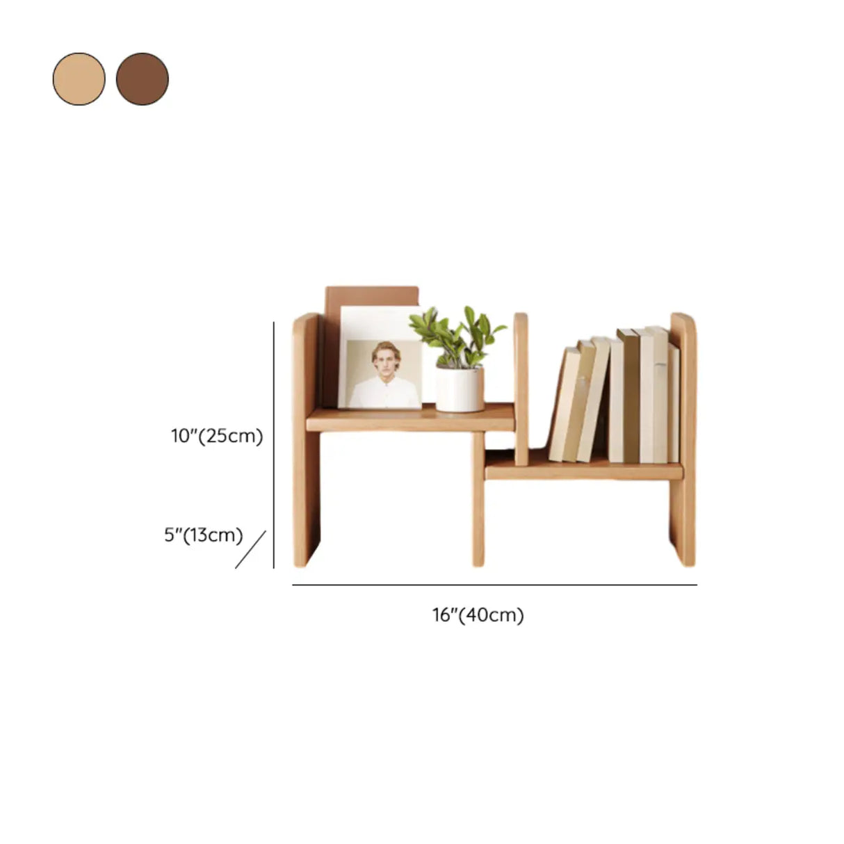 Modern Horizontal Open Back Wooden Desktop Bookshelf Image - 18