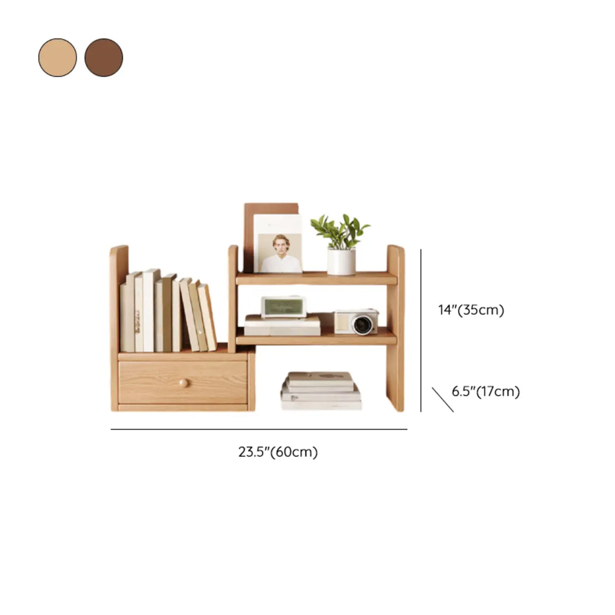 Modern Horizontal Open Back Wooden Desktop Bookshelf Image - 19