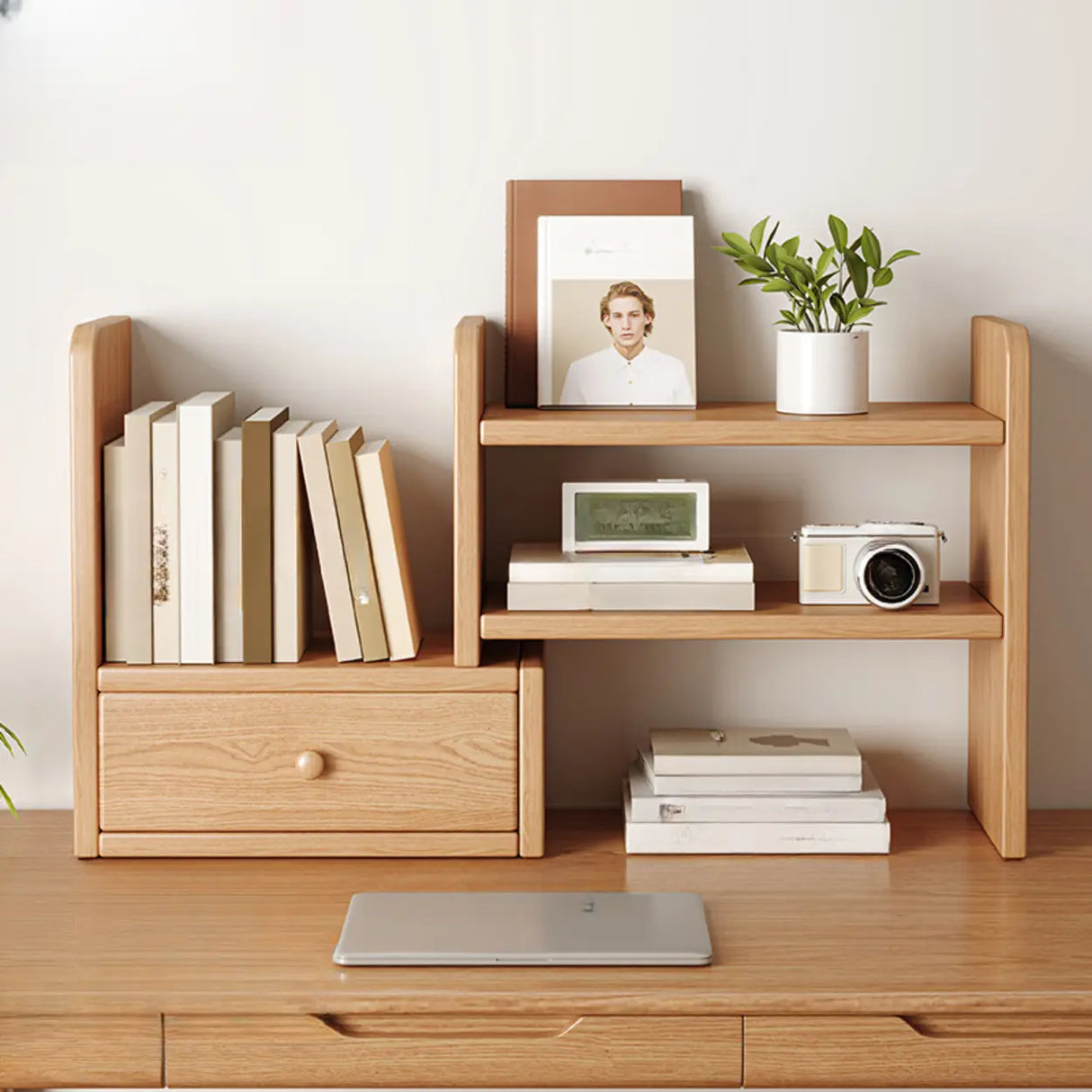 Modern Horizontal Open Back Wooden Desktop Bookshelf Image - 1