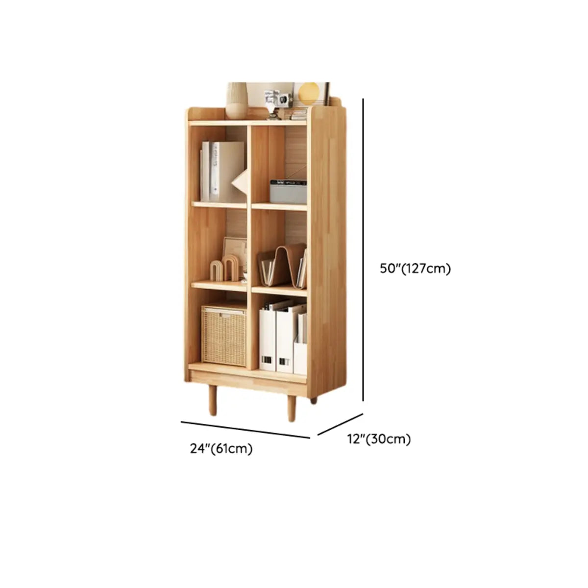 Modern Horizontal Pine Natural Shelf Storage Bookcase Image - 21