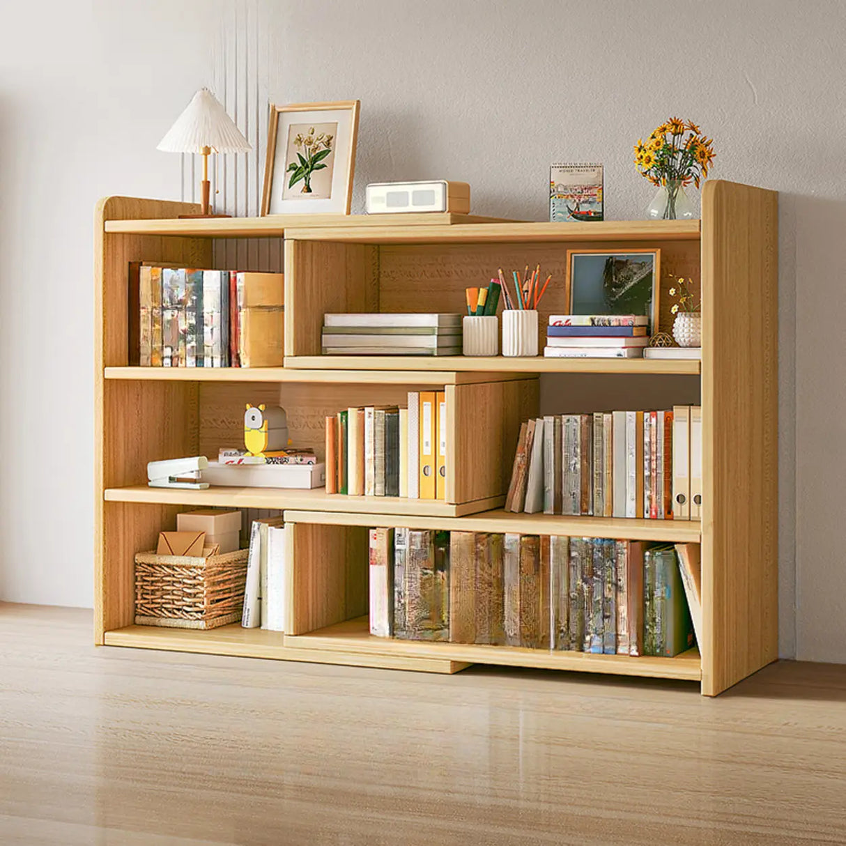 Modern Horizontal Rectangle Closed Wooden Bookcase Image - 10