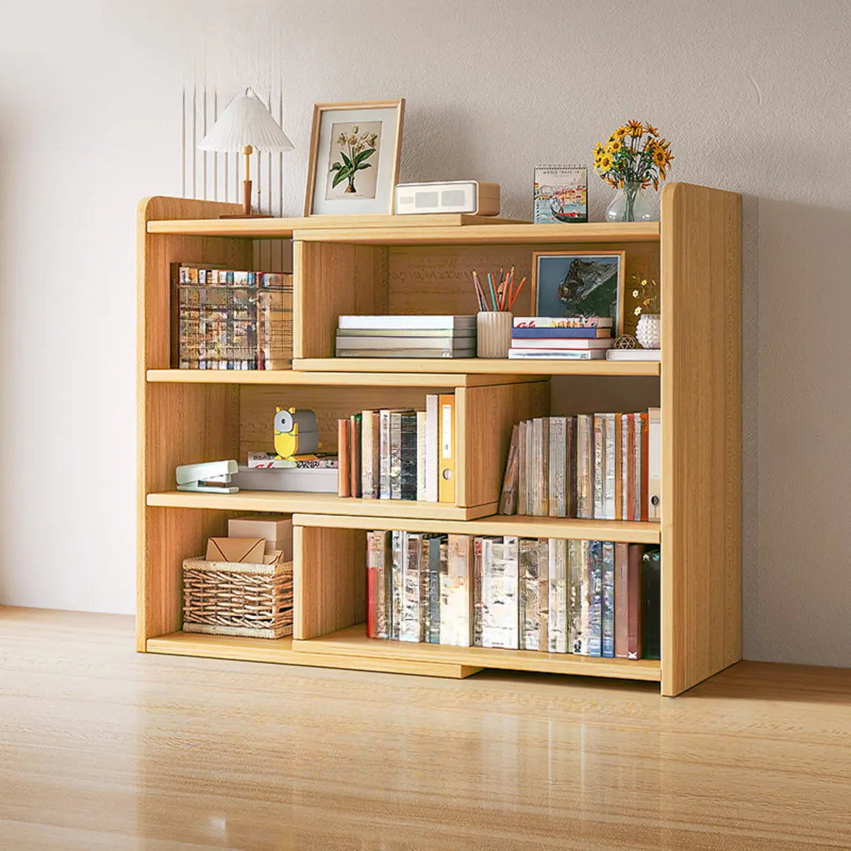 Modern Horizontal Rectangle Closed Wooden Bookcase Image - 15