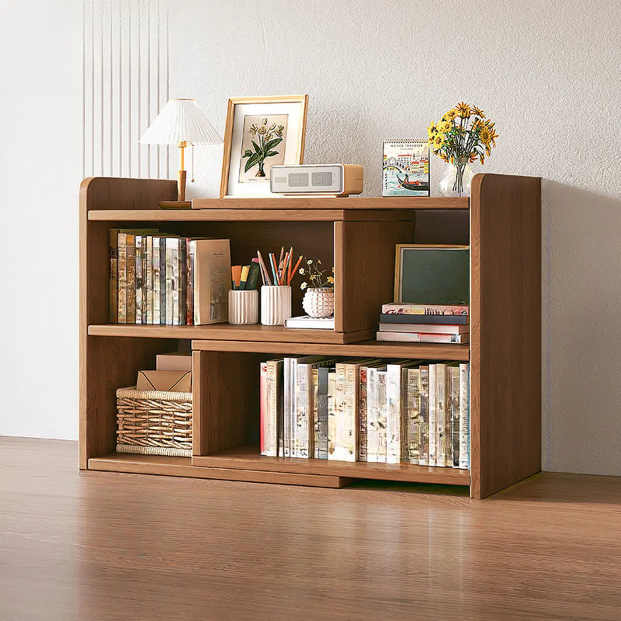 Modern Horizontal Rectangle Closed Wooden Bookcase Image - 2