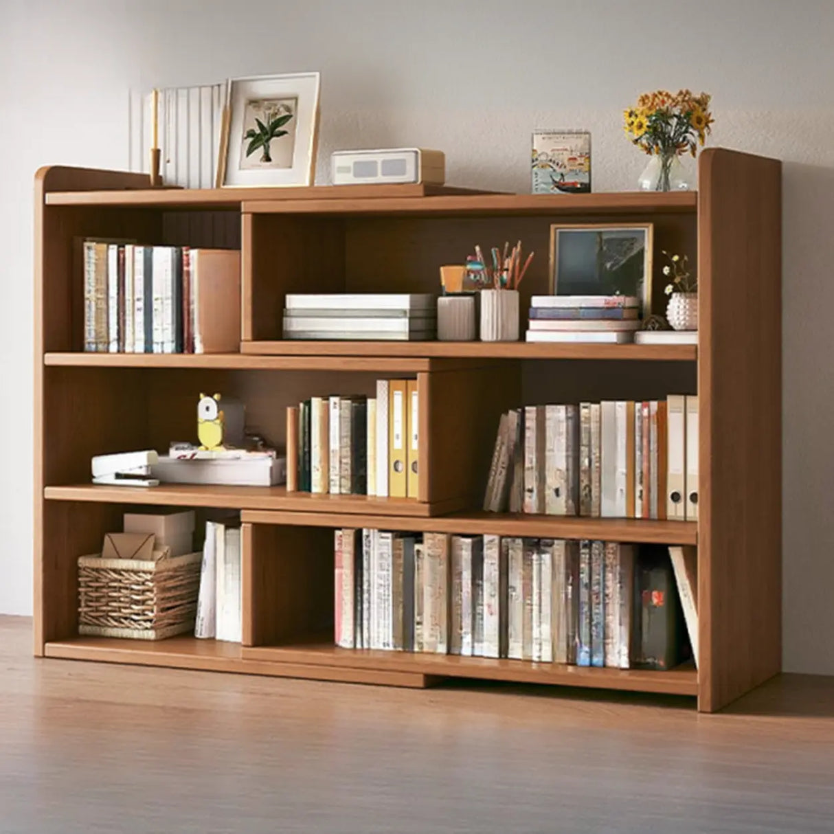 Modern Horizontal Rectangle Closed Wooden Bookcase Image - 3