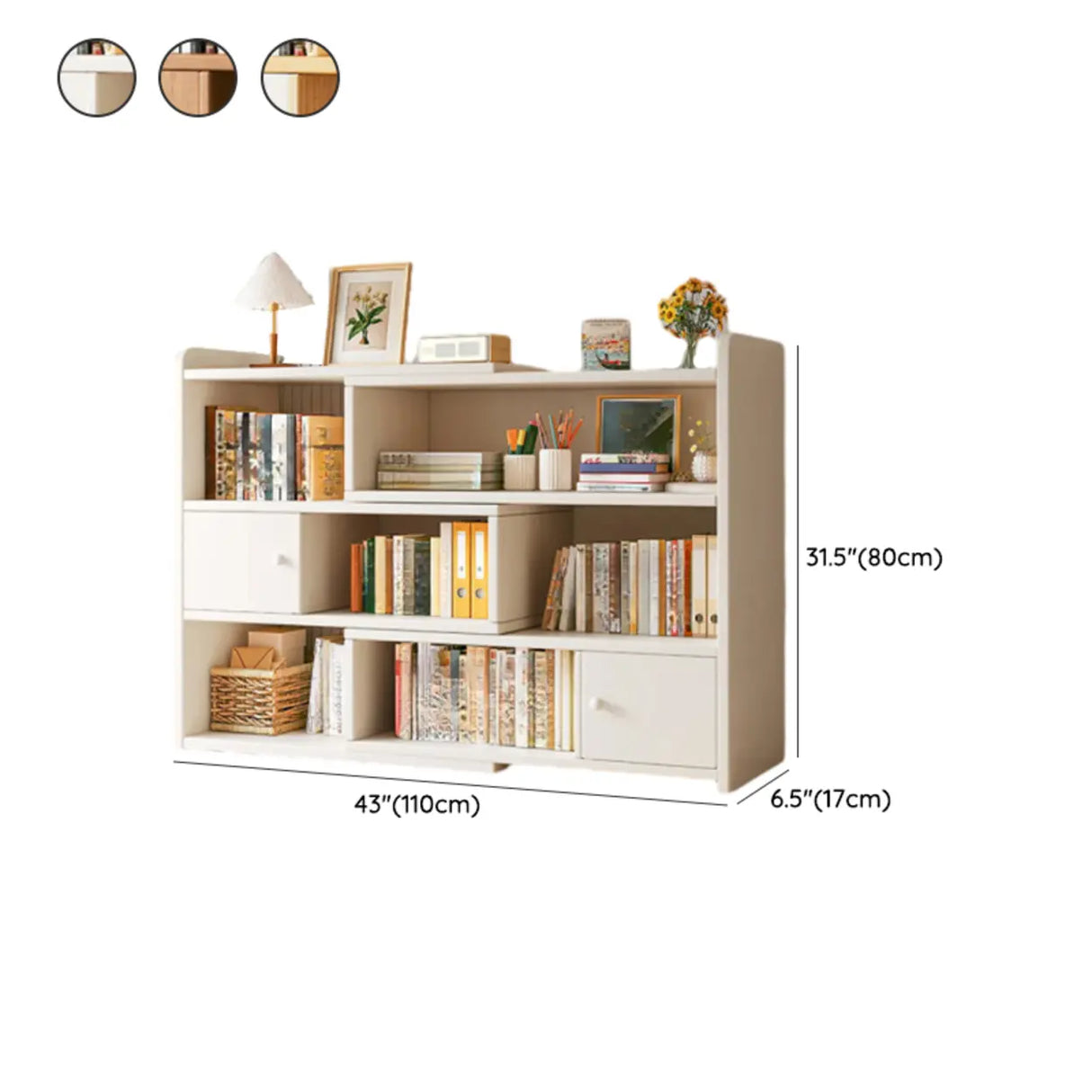 Modern Horizontal Rectangle Closed Wooden Bookcase Image - 32