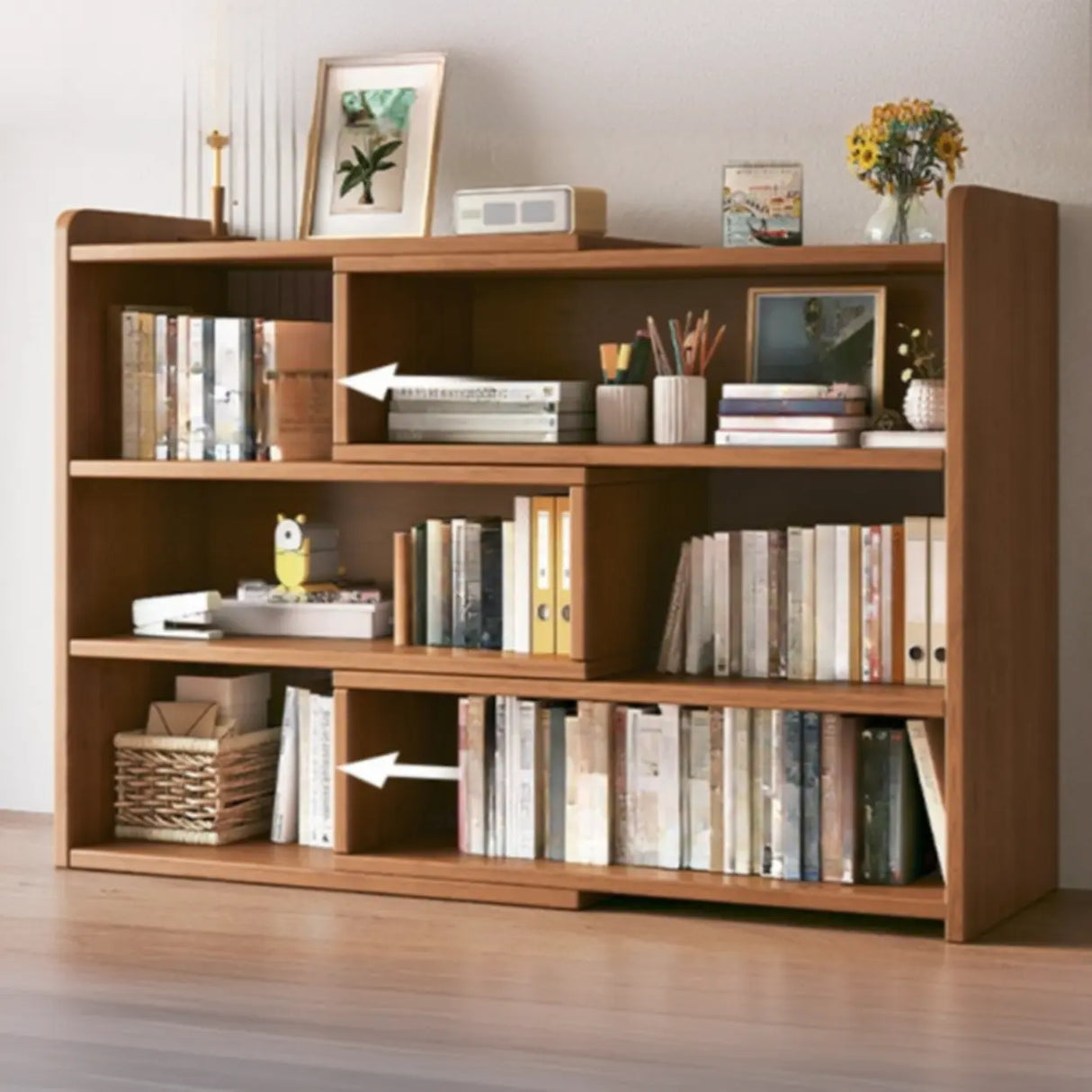 Modern Horizontal Rectangle Closed Wooden Bookcase Image - 5