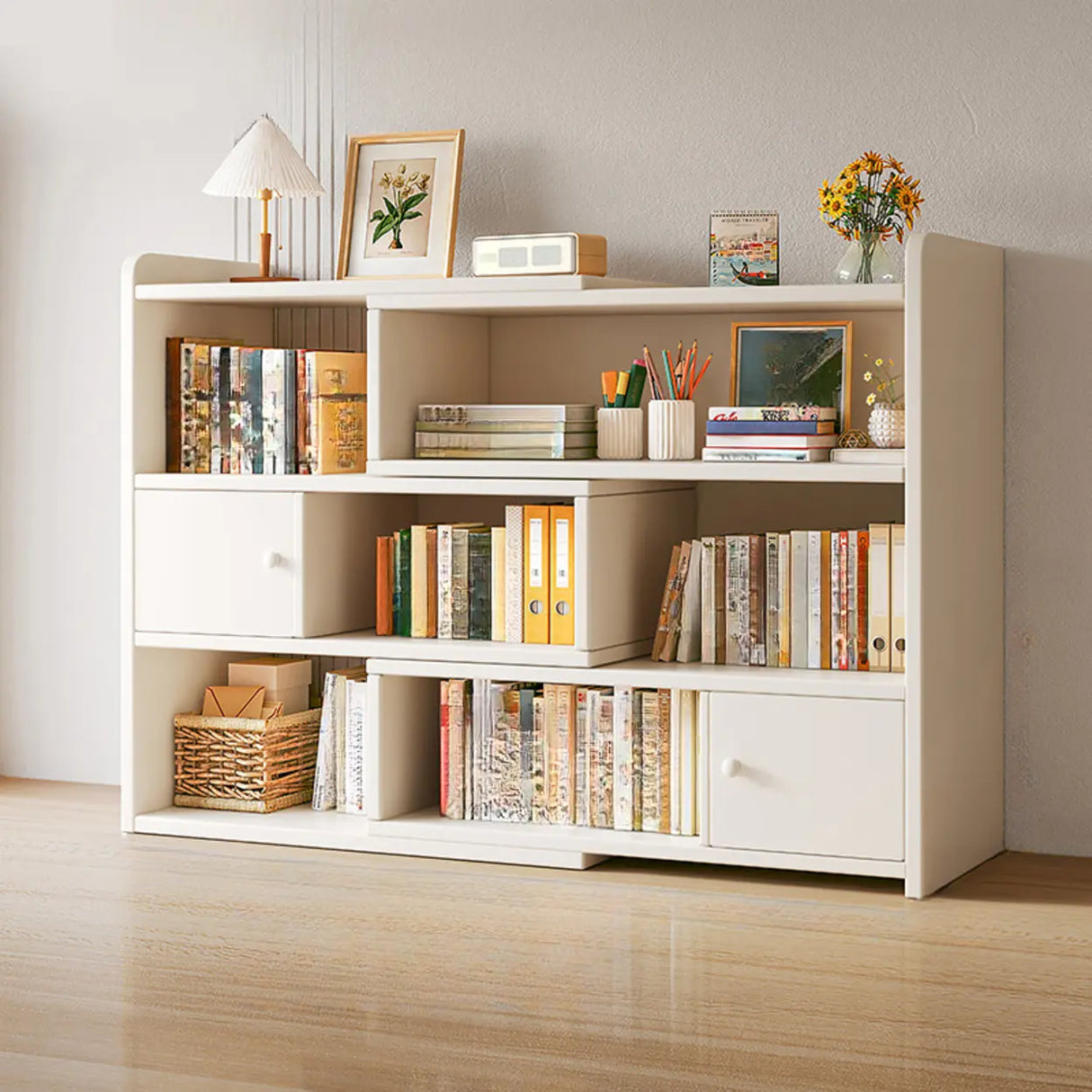 Modern Horizontal Rectangle Closed Wooden Bookcase Image - 6