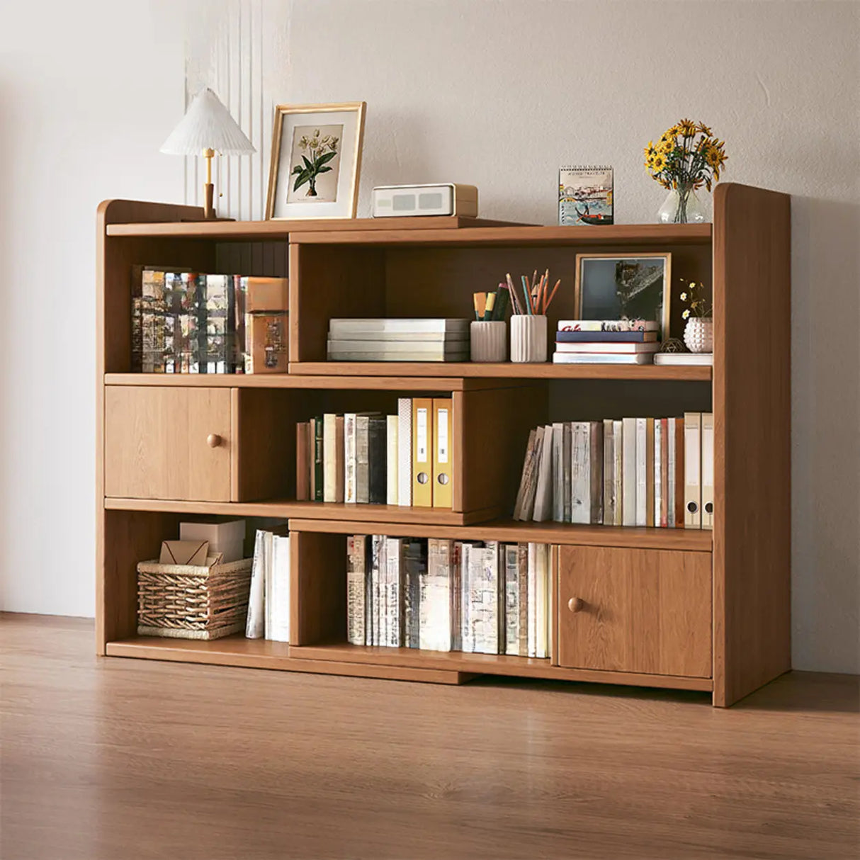 Modern Horizontal Rectangle Closed Wooden Bookcase Image - 8